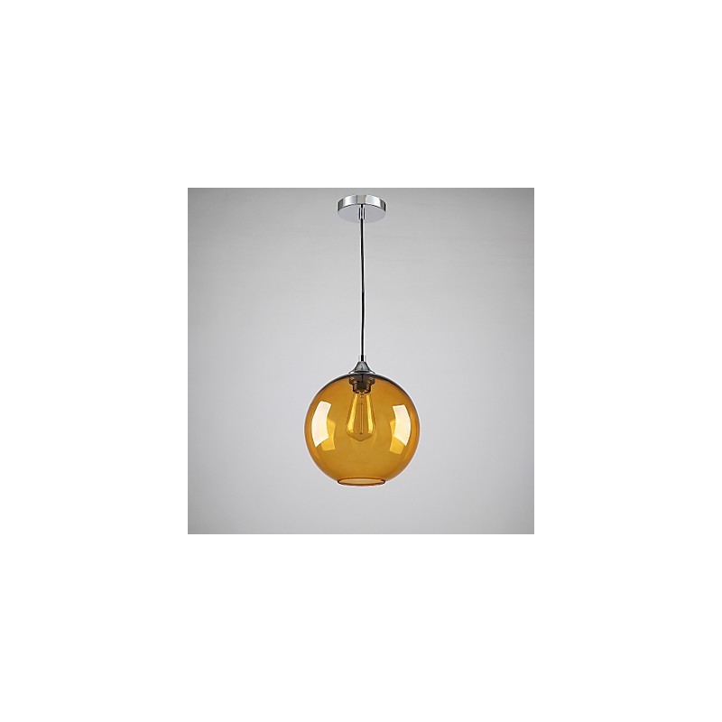 Moderne Pendelleuchte aus Glas mit rundem, bernsteinfarbenem Glasschirm im Blasendesign