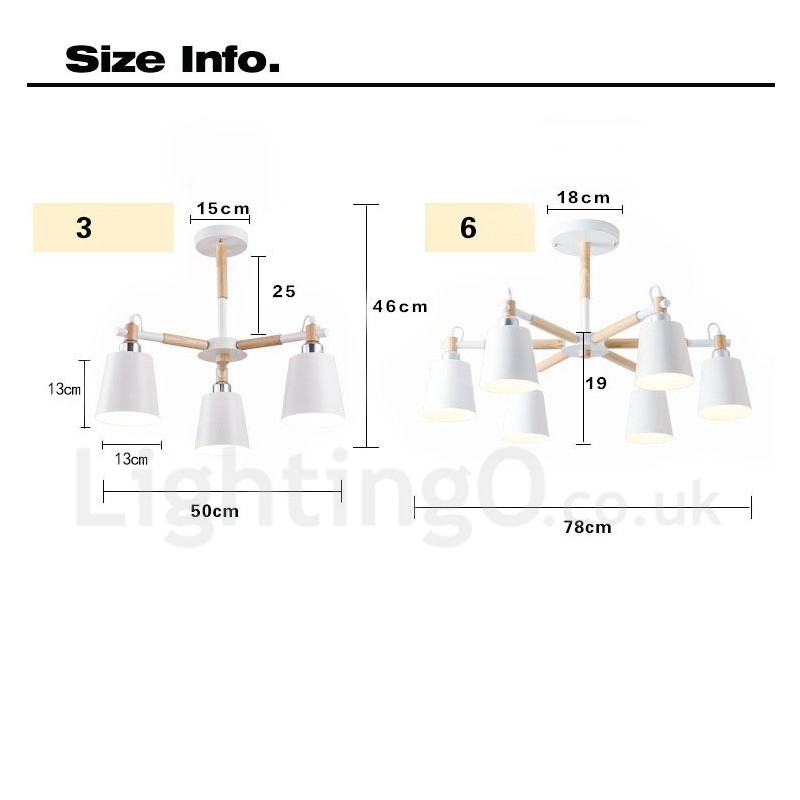 Moderne zeitgenössische Holz 6 Licht Kronleuchter Lampe