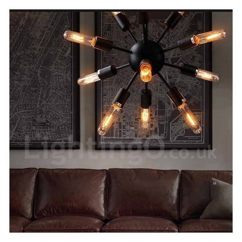 12-flammiger Retro-Vintage-Sputnik-Kronleuchter