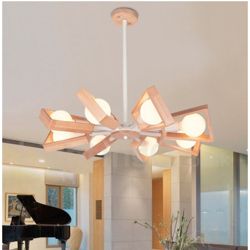 Holz Single Tier 8 Licht Kronleuchter Lampe Modernen Zeitgenössischen Stil