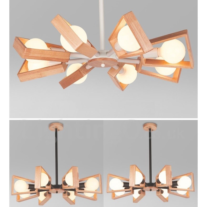 Holz Single Tier 8 Licht Kronleuchter Lampe Modernen Zeitgenössischen Stil