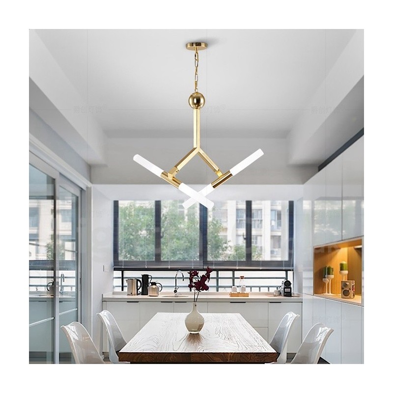 Moderne zeitgenössische 2-stufige 4-Licht-Kronleuchterlampe in goldener Farbe