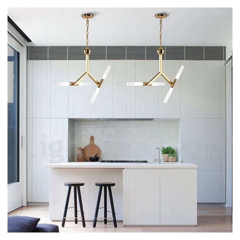 Moderne zeitgenössische 2-stufige 4-Licht-Kronleuchterlampe in goldener Farbe