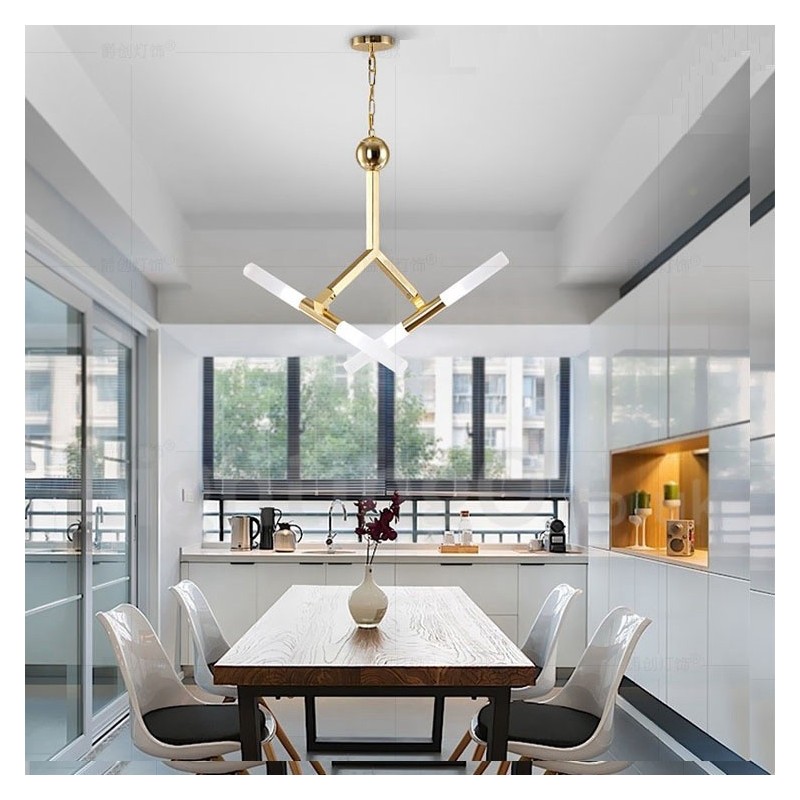 Moderne zeitgenössische 2-stufige 4-Licht-Kronleuchterlampe in goldener Farbe
