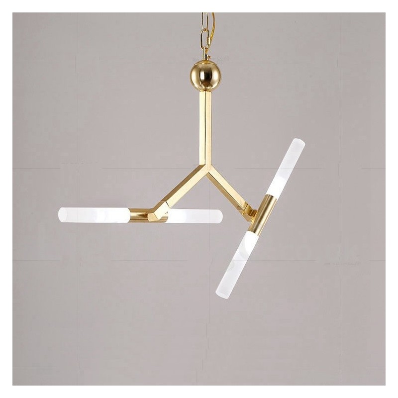 Moderne zeitgenössische 2-stufige 4-Licht-Kronleuchterlampe in goldener Farbe