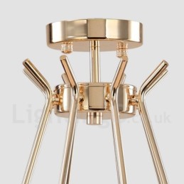 Moderne Kronleuchterlampe aus Metall mit 6 Lichtern, 2 Ebenen, mit Glasschirm