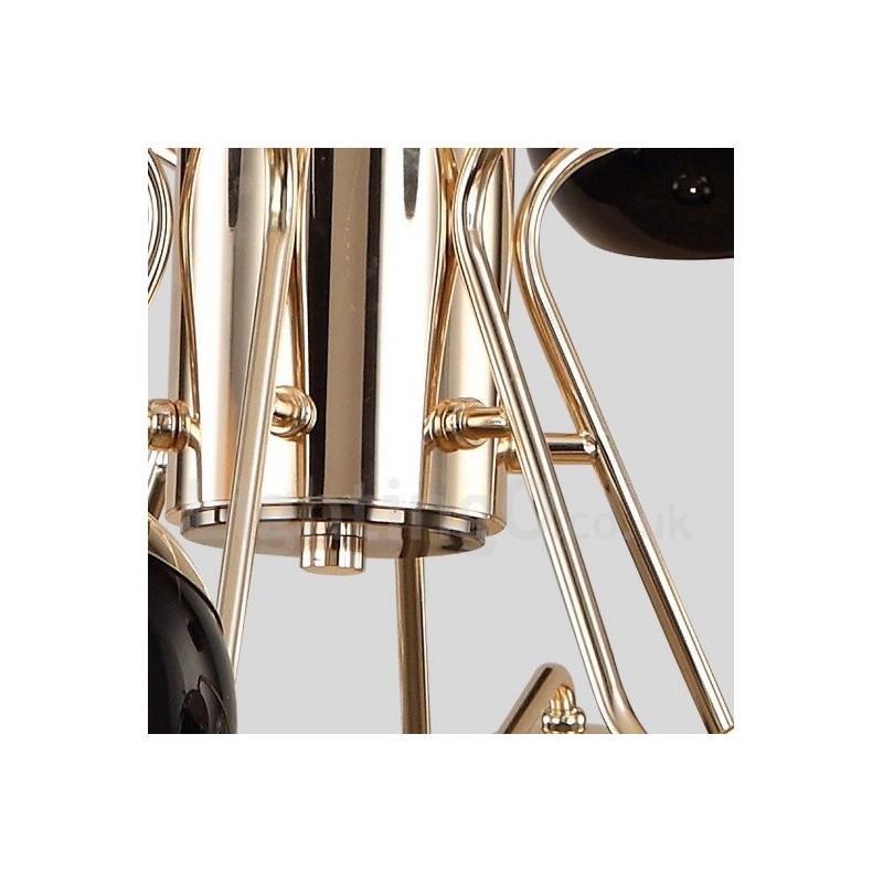 Moderne Kronleuchterlampe aus Metall mit 16 Lichtern, 2 Ebenen, mit Glasschirm