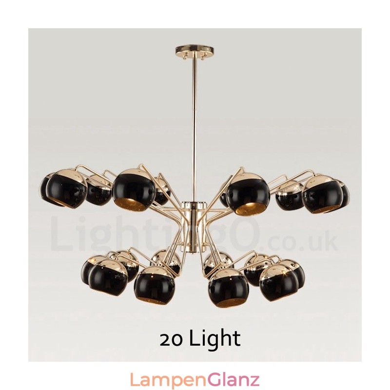 Moderne Kronleuchterlampe aus Metall mit Glasschirm