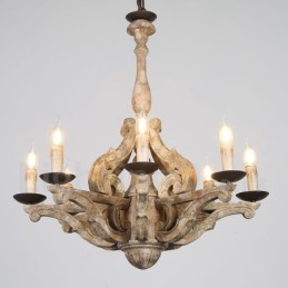8 Licht Vintage Retro Holz Kronleuchter Lampe Licht