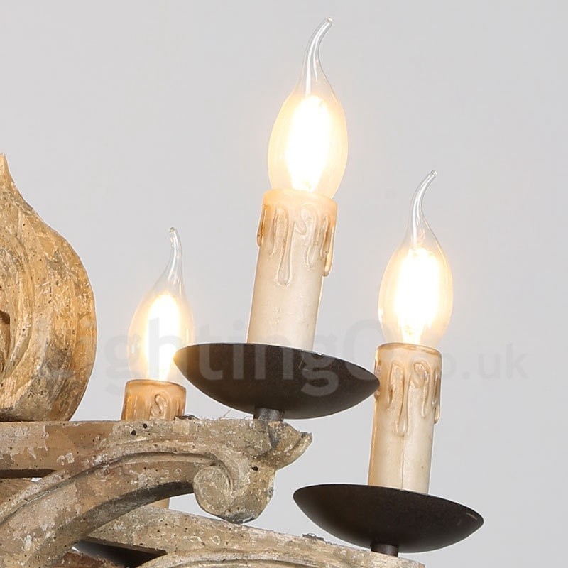 8 Licht Vintage Retro Holz Kronleuchter Lampe Licht