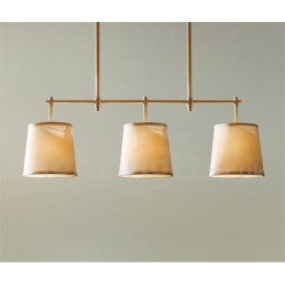 Kronleuchter im Landhausstil, 3 Lichter, Kupfer, mit Stoffschirm