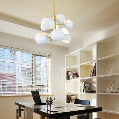 Moderne Kronleuchterlampe mit 10 Lichtern in Weiß Moderne Kronleuchterlampe mit 10 Lichtern in Weiß