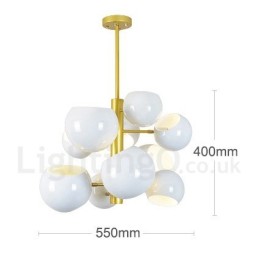 Moderne Kronleuchterlampe mit 10 Lichtern in Weiß
