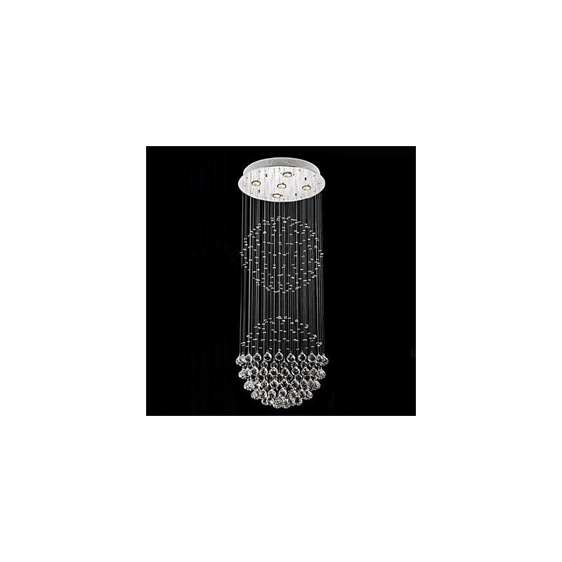 Pendelleuchte Moderner Kristall-Kronleuchter 5 Lichter Silber Canpoy Klare Kristallkugel Deckenleuchten