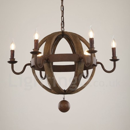 Landhaus Vintage Holz 6 Licht Kronleuchter Lampe Licht Landhaus Vintage Holz 6 Licht Kronleuchter Lampe Licht