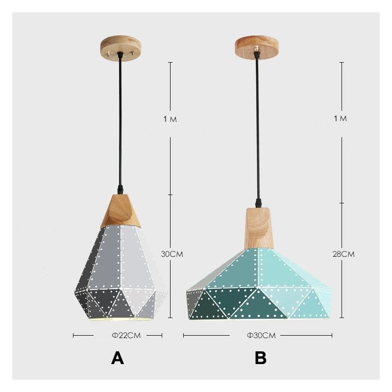 Moderne Pendelleuchte aus Metall mit 1 Licht, Holz