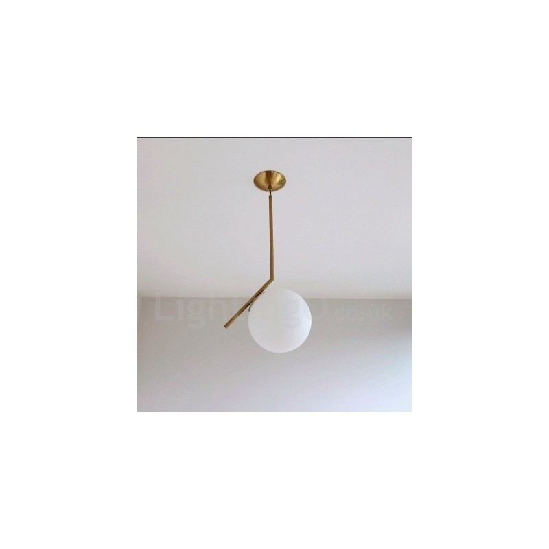 1-flammige, moderne Pendelleuchte mit Glasschirm