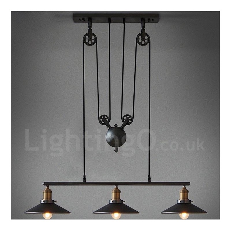 3-flammige Pendelleuchte aus Metall im Vintage-Stil