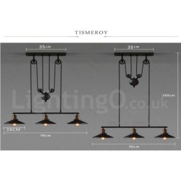 3-flammige Pendelleuchte aus Metall im Vintage-Stil