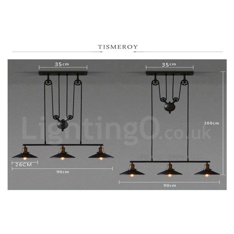 3-flammige Pendelleuchte aus Metall im Vintage-Stil