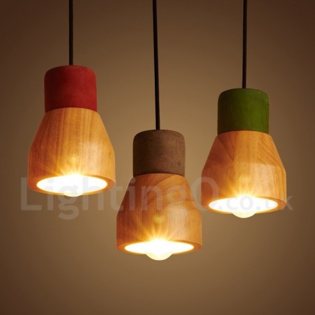 Vintage Holz Beton Pendelleuchte Vintage Holz Beton Pendelleuchte