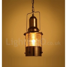 Retro Vintage 1 Licht Laterne Kupfer Pendelleuchte