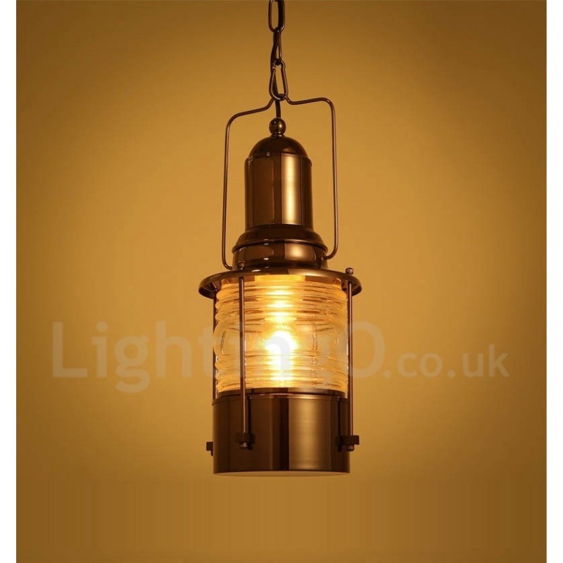 Retro Vintage 1 Licht Laterne Kupfer Pendelleuchte