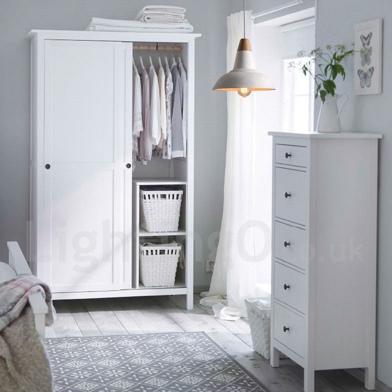 Moderne zeitgenössische 1 Licht Holz Concrte Pendelleuchte