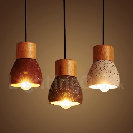 Moderne zeitgenössische 1 Licht Holz Concrte Pendelleuchte Moderne zeitgenössische 1 Licht Holz Concrte Pendelleuchte