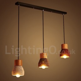 Moderne zeitgenössische 1 Licht Holz Concrte Pendelleuchte