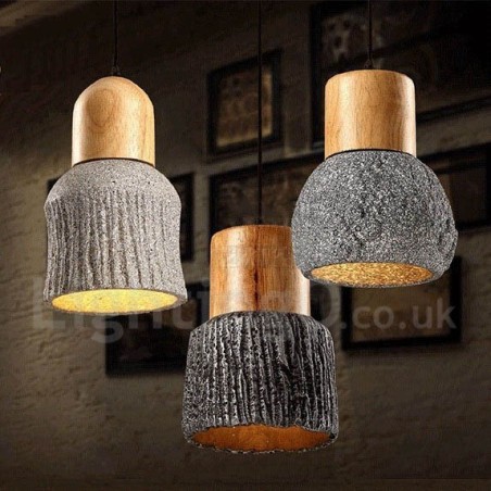 Retro Vintage Holz Beton Pendelleuchte Retro Vintage Holz Beton Pendelleuchte