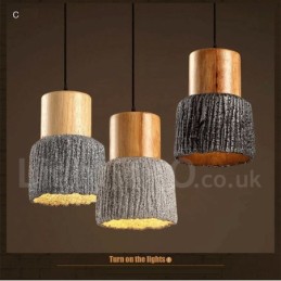 Retro Vintage Holz Beton Pendelleuchte