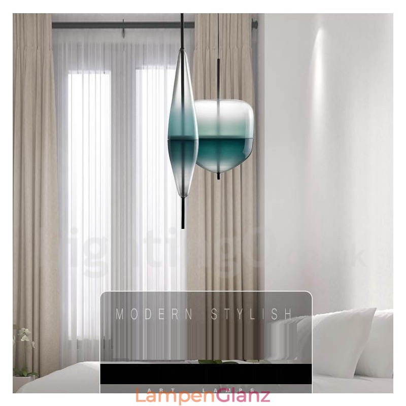 Moderne zeitgenössische Farbverlauf-Pendelleuchte mit Glasschirm