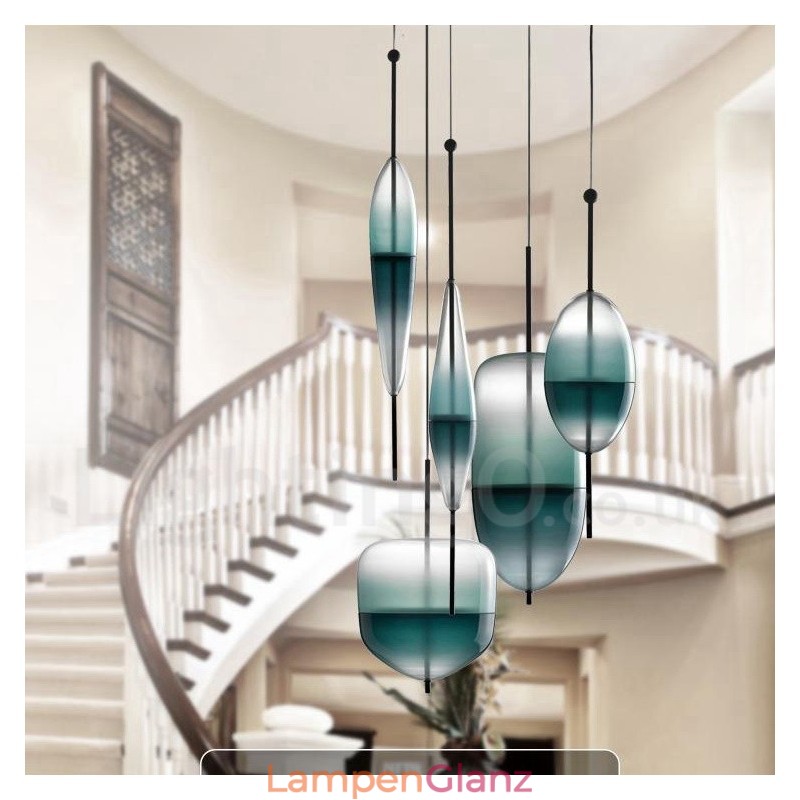 Moderne zeitgenössische Farbverlauf-Pendelleuchte mit Glasschirm