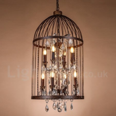Retro Vintage Metall 8 Licht Vogelkäfig Pendelleuchte Retro Vintage Metall 8 Licht Vogelkäfig Pendelleuchte
