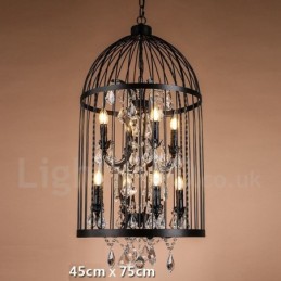 Retro Vintage Metall 8 Licht Vogelkäfig Pendelleuchte