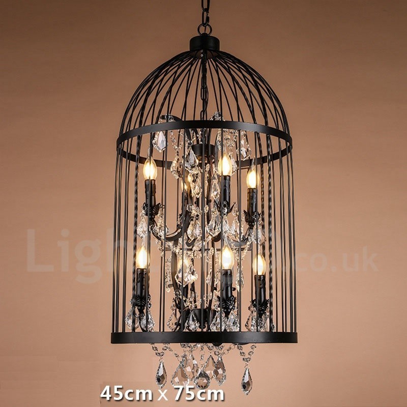 Retro Vintage Metall 8 Licht Vogelkäfig Pendelleuchte