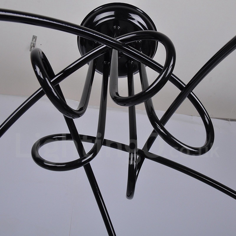 Kronleuchter aus schwarzem Metall mit 5 Lichtern im Landhausstil