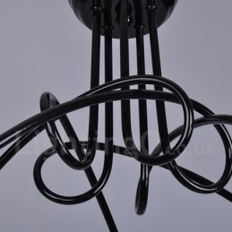 Kronleuchter aus schwarzem Metall mit 5 Lichtern im Landhausstil