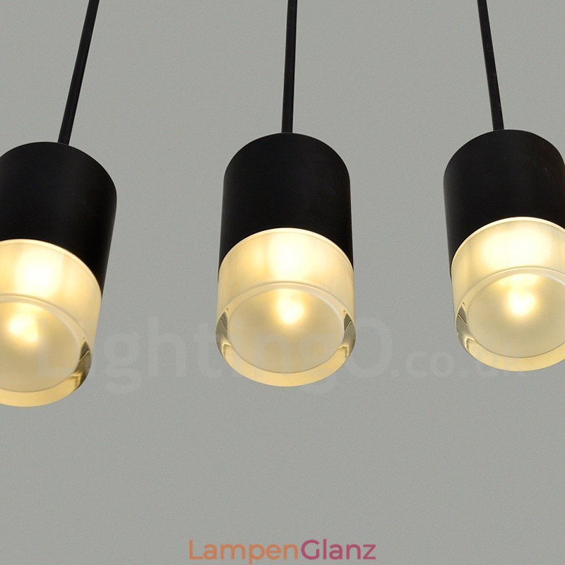 Für 3-flammige schwarze Pendelleuchte mit Glasschirm
