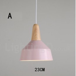 Moderne zeitgenössische Holz Metall Multi Farben Pendelleuchte