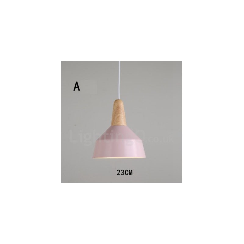 Moderne zeitgenössische Holz Metall Multi Farben Pendelleuchte