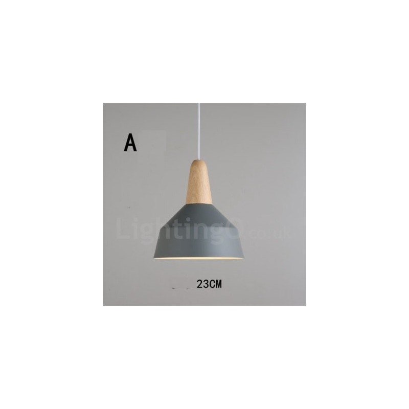 Moderne zeitgenössische Holz Metall Multi Farben Pendelleuchte