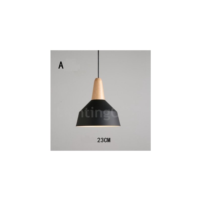 Moderne zeitgenössische Holz Metall Multi Farben Pendelleuchte