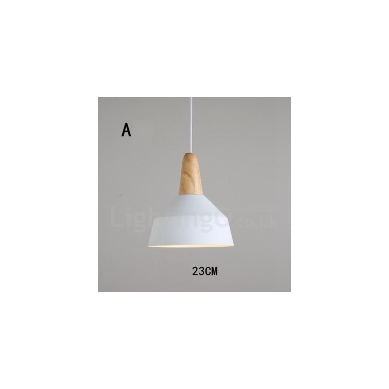 Moderne zeitgenössische Holz Metall Multi Farben Pendelleuchte