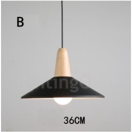 Moderne zeitgenössische Holz Metall Multi Farben Pendelleuchte