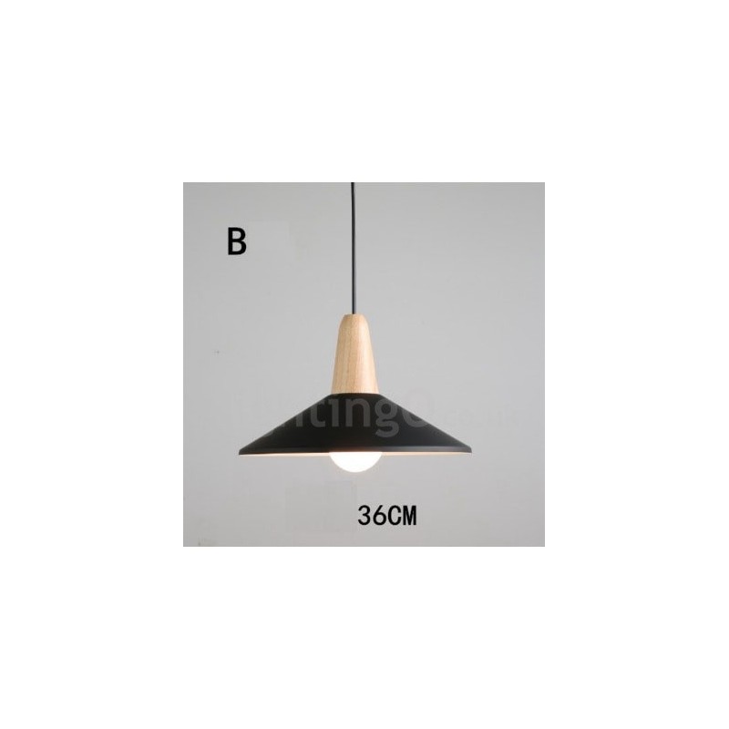 Moderne zeitgenössische Holz Metall Multi Farben Pendelleuchte