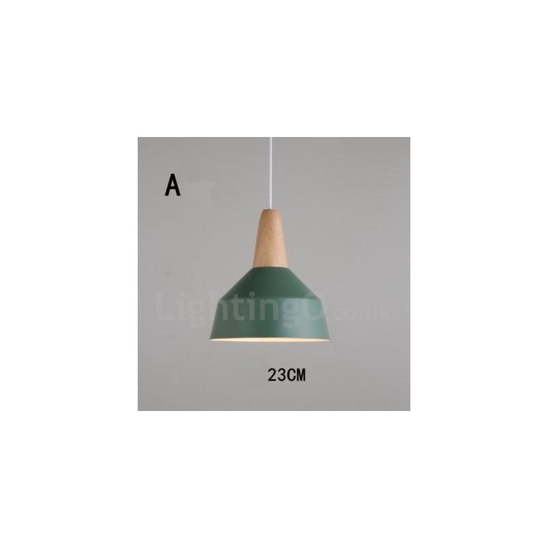Moderne zeitgenössische Holz Metall Multi Farben Pendelleuchte