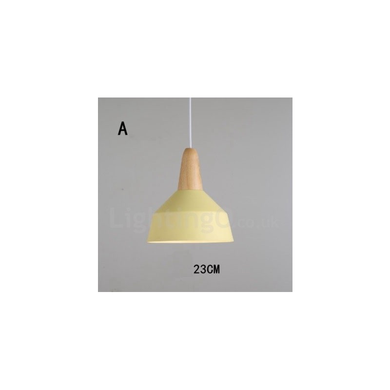 Moderne zeitgenössische Holz Metall Multi Farben Pendelleuchte