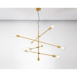 6-flammiger Kupfer-Kronleuchter mit Glasschirm